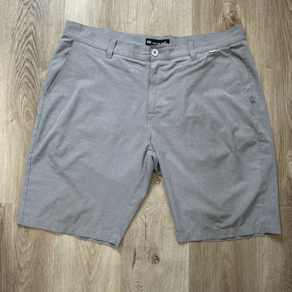 Travis Mathew Beck Shorts Mens 38 Gray Lightweight Performance Casual Golf Chino